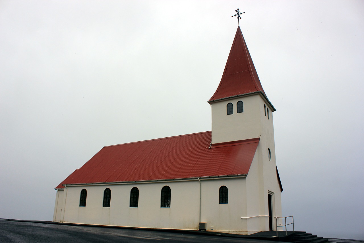 Bažnyčia, Vik, Iceland, Architektūra, Religija, Krikščionybė, Sala, Kraštovaizdis, Dangus, Gamta