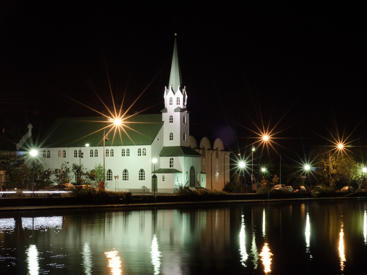 Bažnyčia, Naktis, Reikjavikas, Architektūra, Turizmas, Miestas, Pastatas, Kelionė, Orientyras, Europa