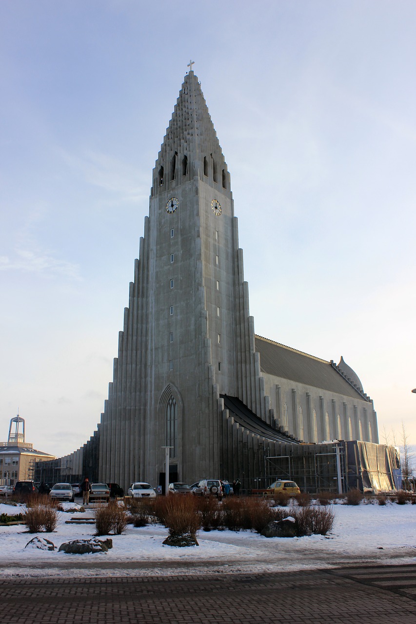 Bažnyčia, Iceland, Sniegas, Dangus, Žiema, Kelionė, Mėlynas, Kraštovaizdis, Religija, Architektūra