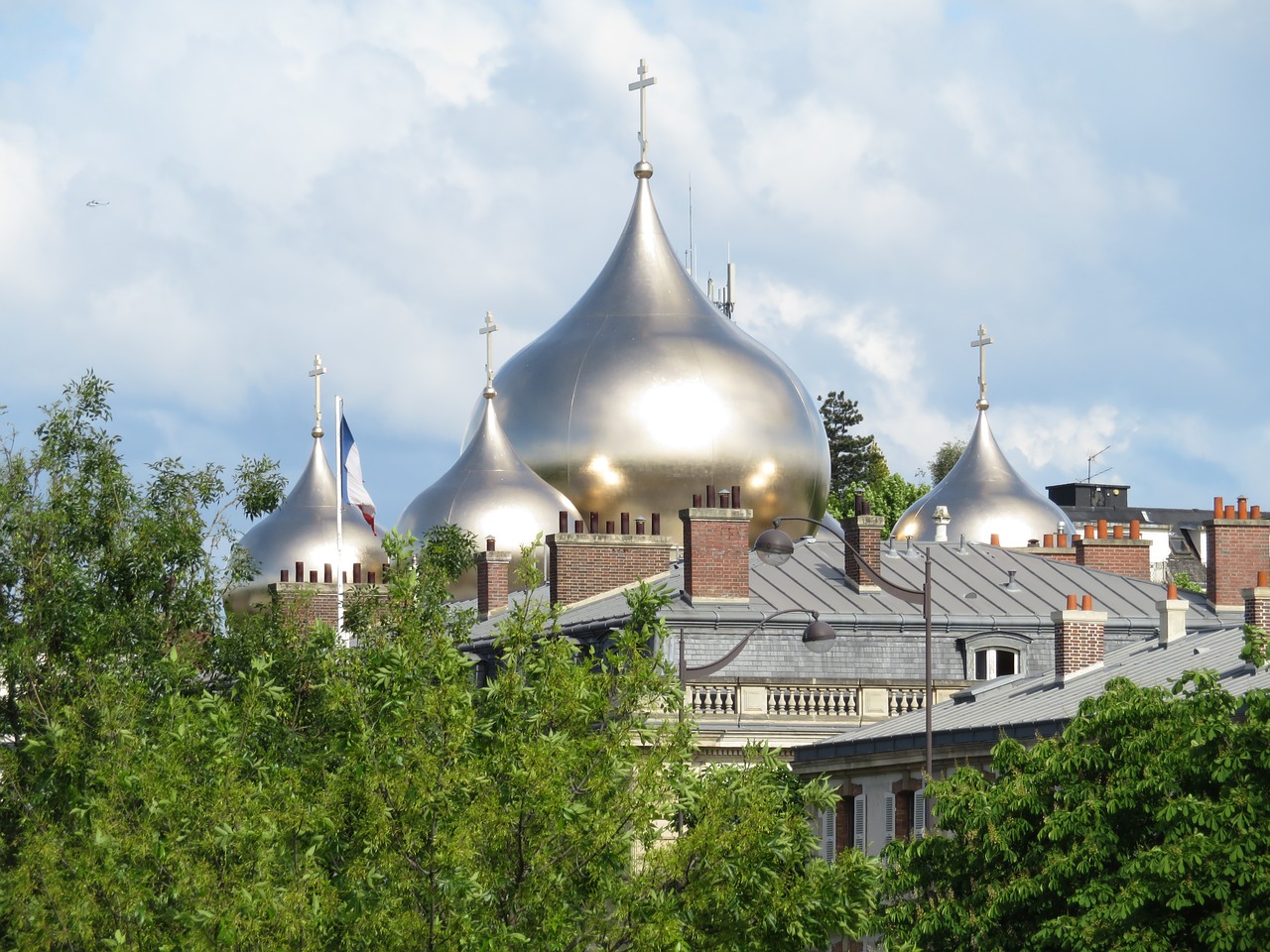 Bažnyčia, Ortodoksas, Rusų, Katedra, Paris, Sainte, Trinybė, Kupolai, Pinigai, Sidabras
