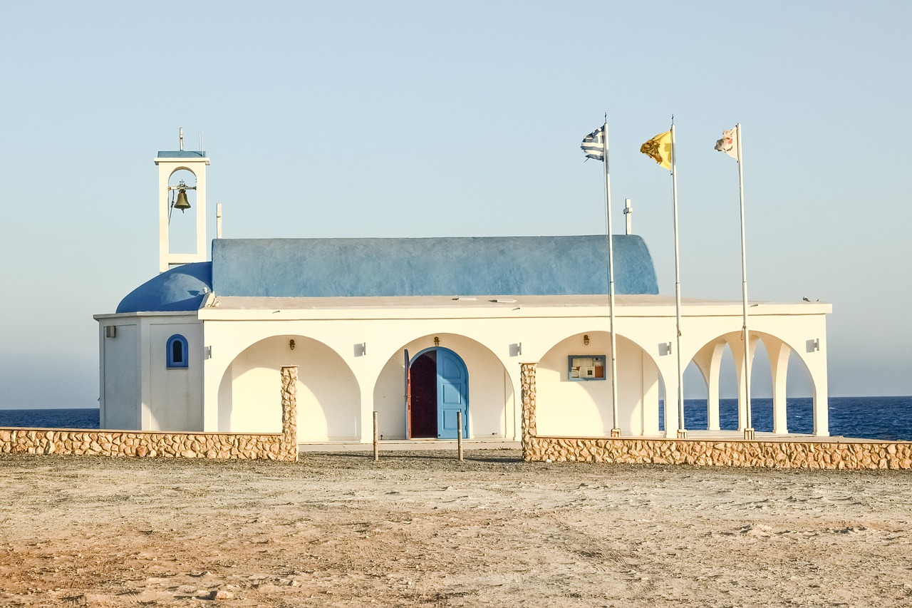 Bažnyčia, Ortodoksas, Religija, Krikščionybė, Architektūra, Mėlyna Ir Balta, Sala, Viduržemio Jūros, Vasara, Ayia Thekla