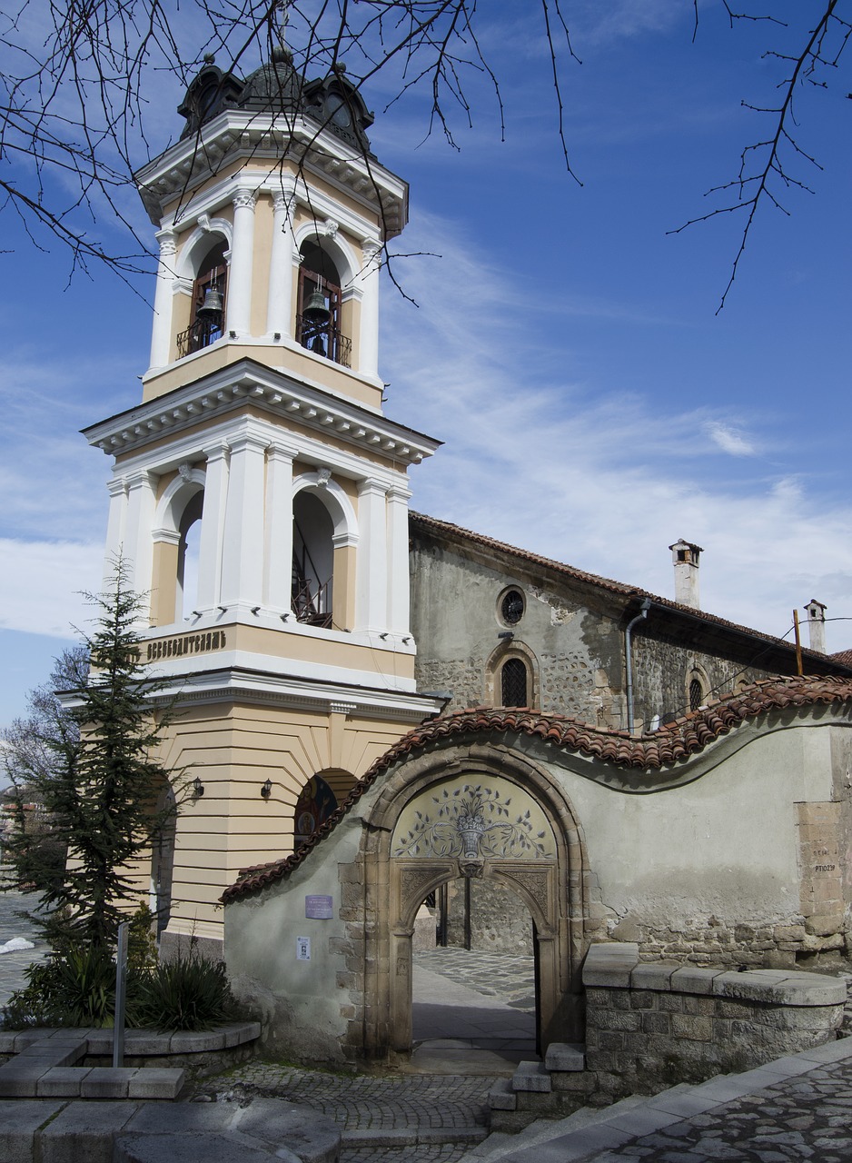 Bažnyčia, Plovdiv, Bulgarija, Kelionė, Turizmas, Viduramžių, Ortodoksas, Krikščionis, Debesys, Mėlynas Dangus