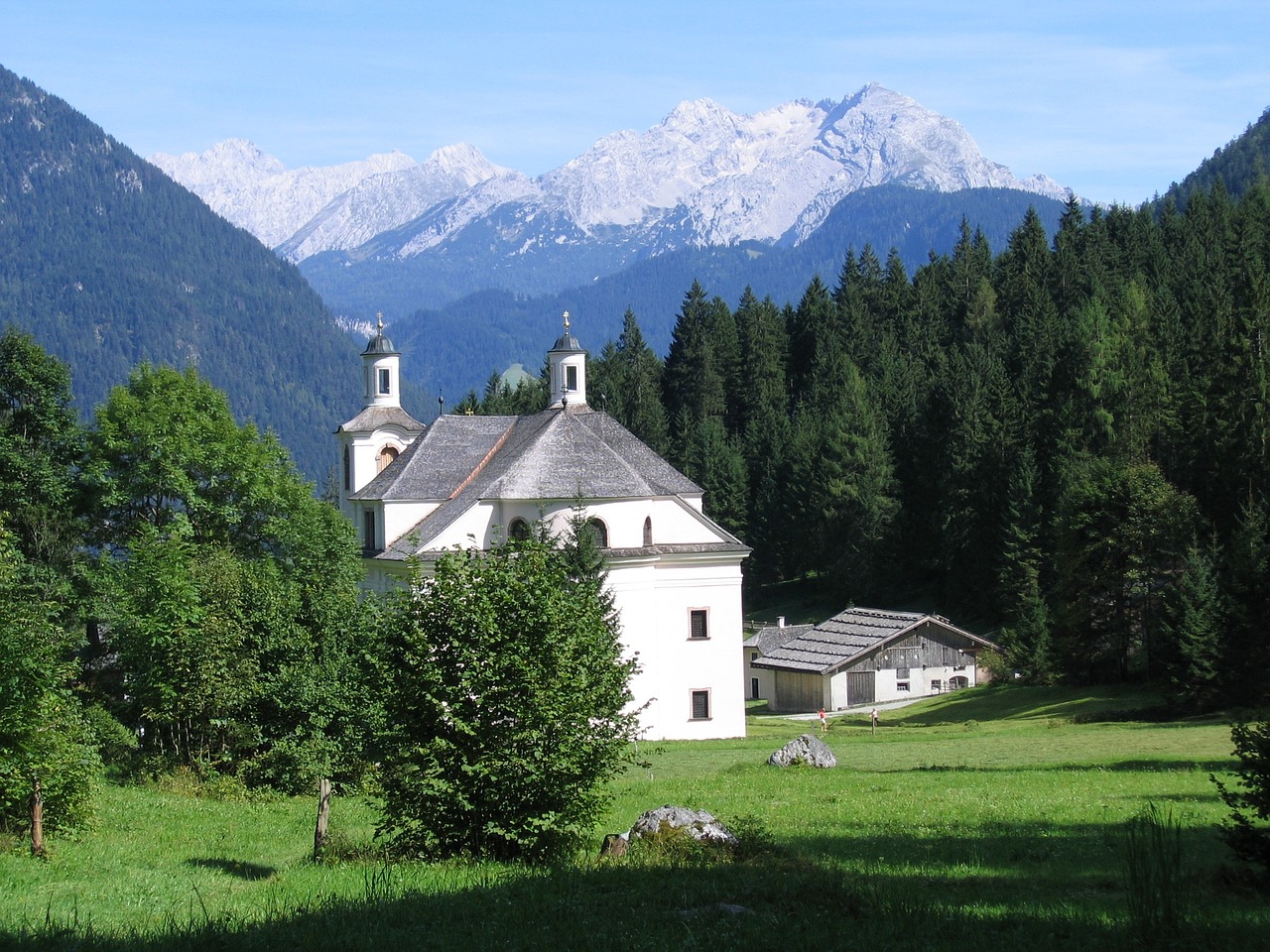 Bažnyčia, Maria Kirchenthal, Kraštovaizdis, Miškas, Kalkakmenio Alpės, Loferer Steinberge, Nemokamos Nuotraukos,  Nemokama Licenzija