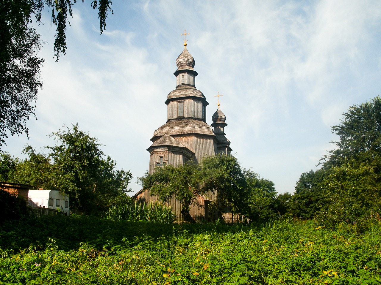 Bažnyčia, Medinis, Gamta, Medžiai, Kirsti, Kupolai, Religija, Architektūra, Ukraina, Nemokamos Nuotraukos