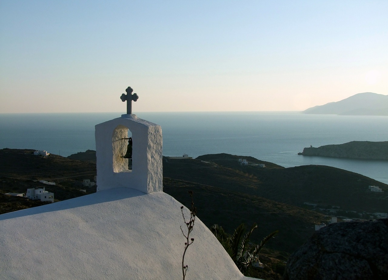 Bažnyčia, Bažnyčios Stogas, Kirsti, Perspektyva, Vaizdas, Jūra, Graikija, Sala, Ios, Religija