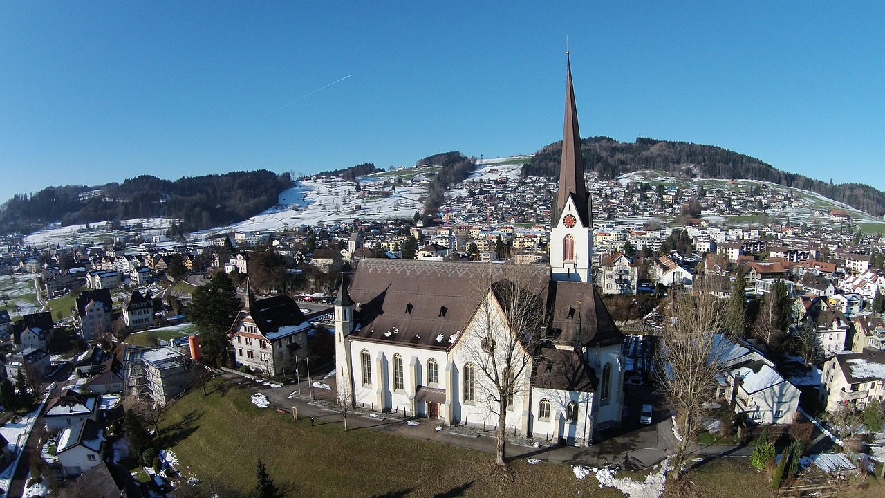 Bažnyčia, Abtwil Prie St, Gallen, Antena, Oro Vaizdas, Nemokamos Nuotraukos,  Nemokama Licenzija