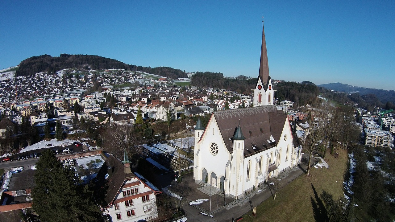 Bažnyčia, Abtwil Prie St, Gallen, Antena, Oro Vaizdas, Nemokamos Nuotraukos,  Nemokama Licenzija