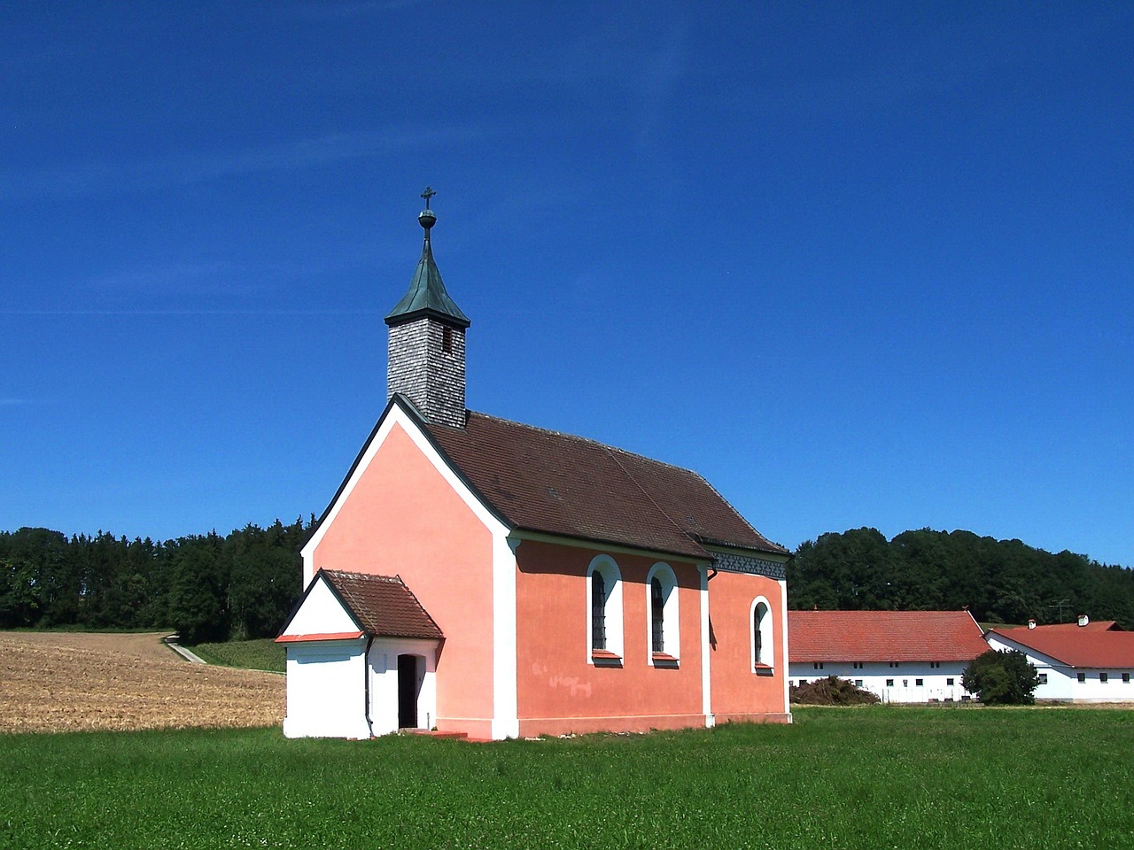 Bažnyčia, Bavarija, Vokietija, Kraštovaizdis, Pavasaris, Vasara, Miškas, Medžiai, Gamta, Lauke