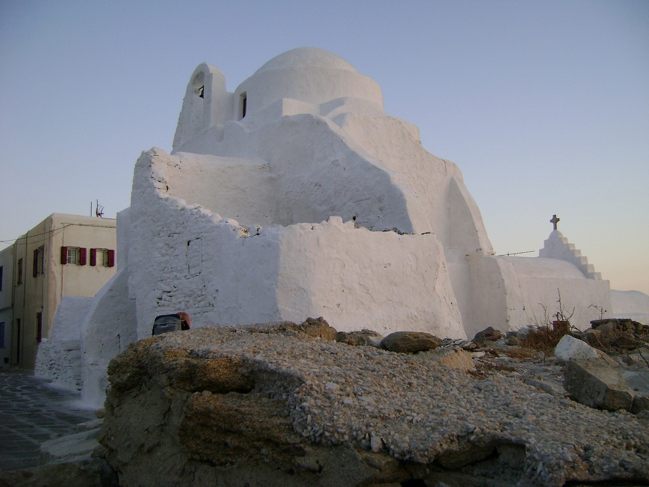 Bažnyčia Panagia Paraportiani, Mykonos, Graikija, Tradicinis, Istorinis, Balta, Orientyras, Religija, Architektūra, Graikų Kalba