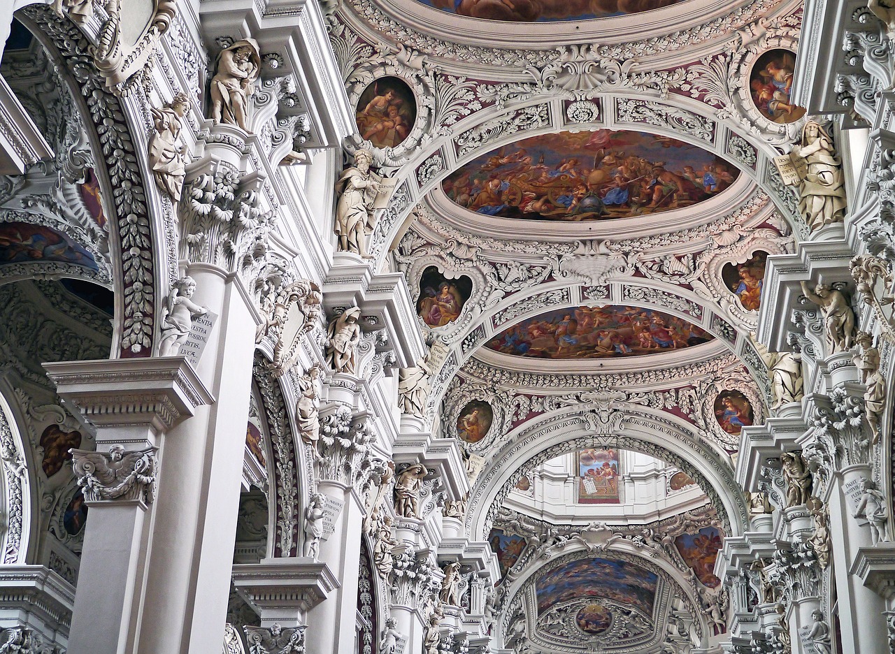 Bažnyčios Skydas,  Passau,  Dom,  Papuoštas,  Tinkas,  Padengti Tapyba,  Puikus,  Kelionė,  Architektūra,  Turizmas