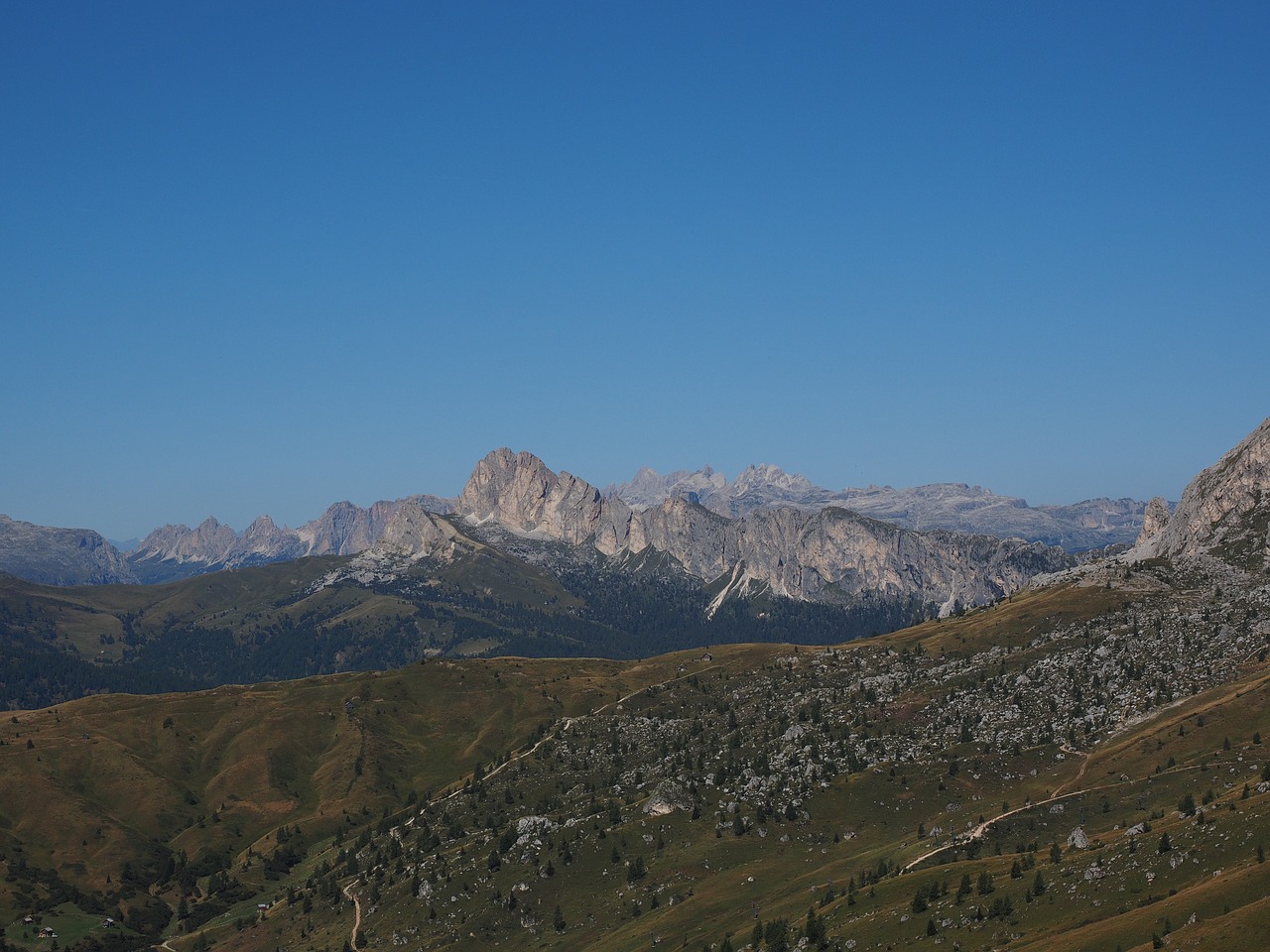 Cima Setsaas, Piz De Puez, Vaizdas, Tolimas Vaizdas, Passo Giau, Ampezzo Dolomitai, Dolomitai, South Tyrol, Italy, Požiūris