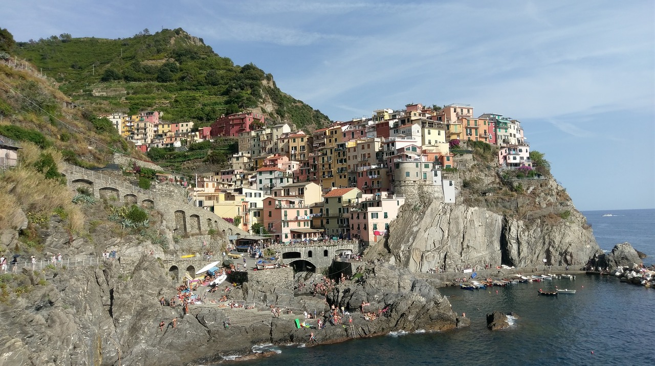 Cinque Terre, Kranto, Italy, Cinque, Terre, Viduržemio Jūros, Pakrantė, Vasara, Kelionė, Uolos