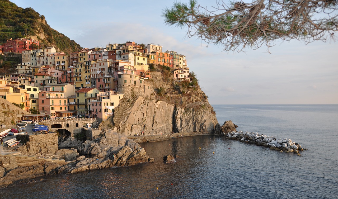 Cinque Terre, Italy, Ligurija, Manarola, Viduržemio Jūros, Kranto, Jūra, Šventė, Spalvinga, Italian Riviera