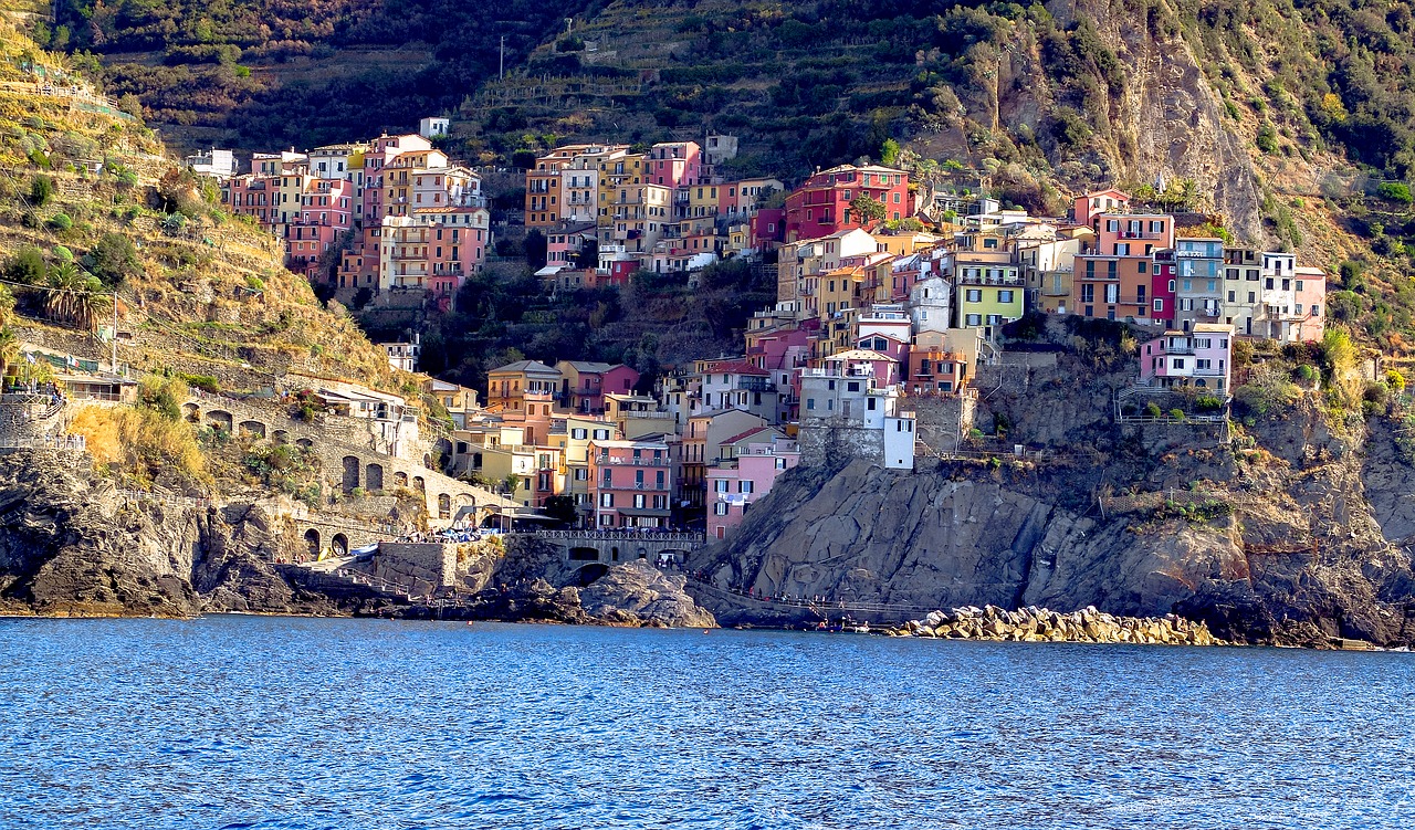 Cinque Terre, Riomaggiore, Kaimas, Viduržemio Jūros, Saulėlydis, Kranto, Jūros Dugnas, Kraštovaizdis, Ligurija, Italy