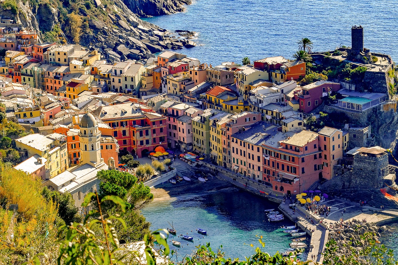 Cinque Terre, Vernazza, Kaimas, Viduržemio Jūros, Kranto, Jūros Dugnas, Kraštovaizdis, Panorama, Ligurija, Italy
