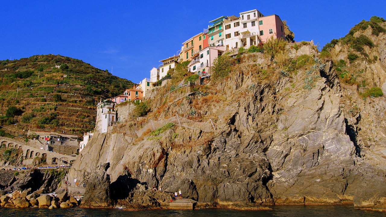 Cinque Terre, Uolos, Namai, Šalis, Jūra, Kalnas, Manarola, Ligurija, Italy, Costa