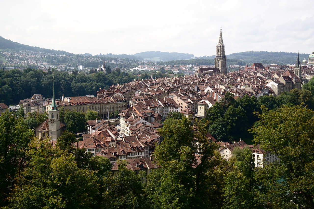 Miestas, Bern, Šveicarija, Senamiestis, Istoriškai, Viduramžiai, Unesco Pasaulio Paveldas, Stogai, Kapitalas, Panorama