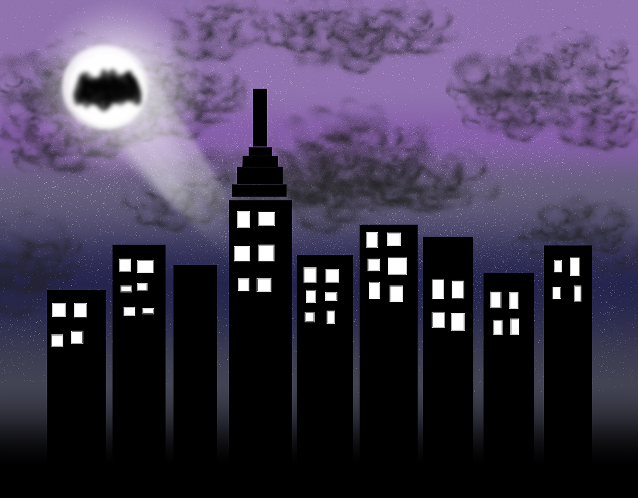 Miestas, Gotham, Batman, Super Herojus, Dangoraižis, Naktis, N, Herojus, Panorama, Pastatas