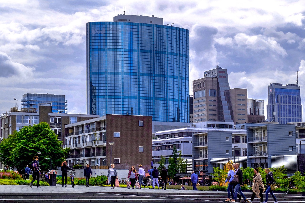 Miestas, Miesto, Miesto Panorama, Šiuolaikiška, Pastatas, Gatvė, Žmonės, Žodinė Prekyba, Rotterdam, Nyderlandai