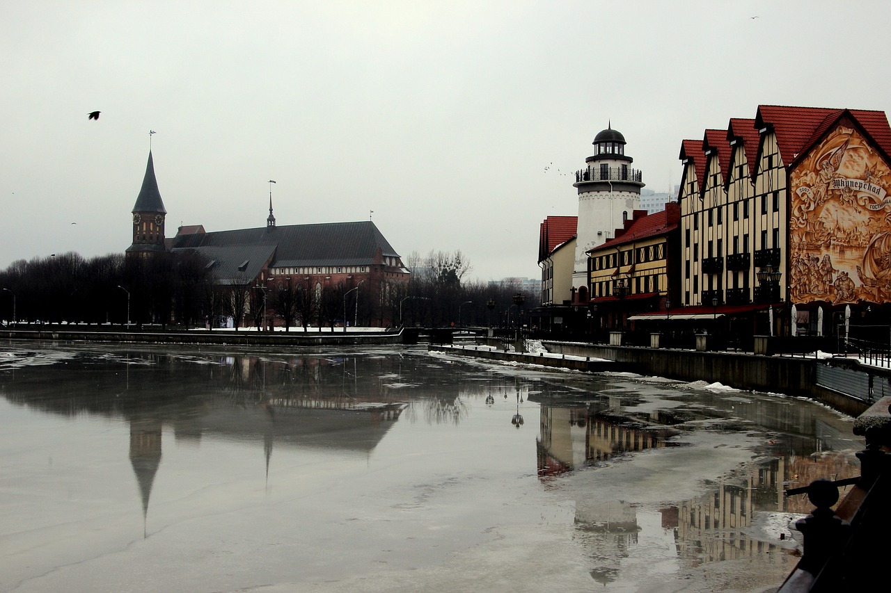 Miestas, Upė, Kaliningradas, Žvejų Kaimelis, Kanto Sala, Istorija, Vanduo, Rusija, Krantinė, Žiema