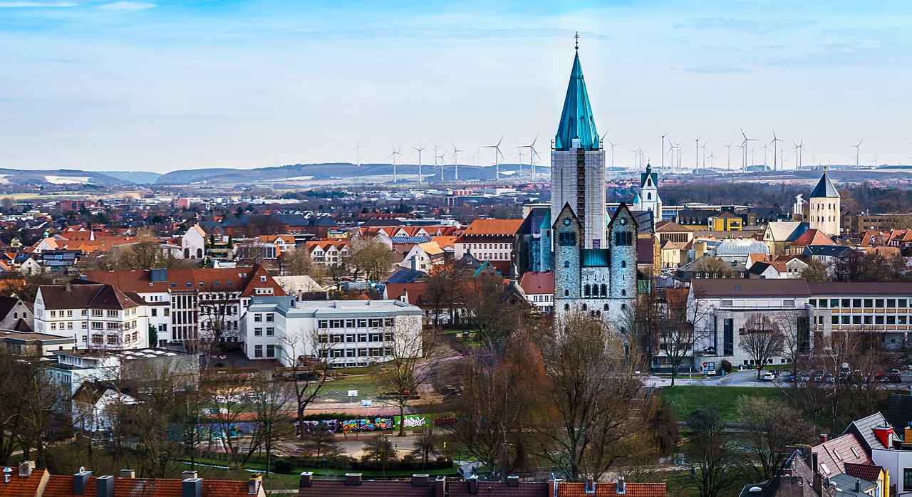 Miestas,  Miesto Kraštovaizdis,  Panorama,  Architektūra,  Katedra,  Paderbornas,  Dom,  Supakuotas Bokštas,  Kelionė,  Pastatas