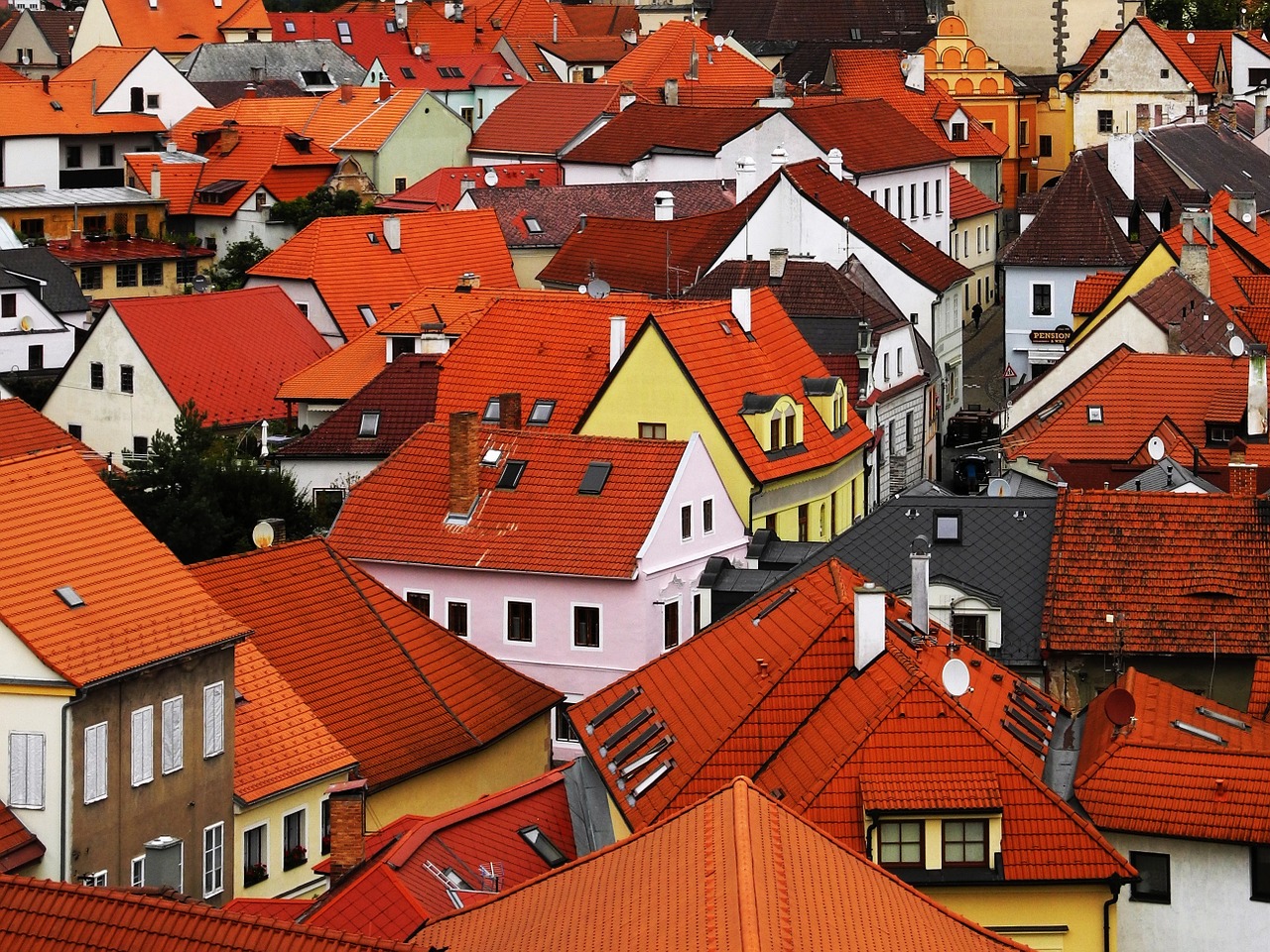 Miestas, Stogas, Namas, Namai, Senamiesčio Vaizdas, Architektūra, Vaizdas, Čekijos Respublika, Raudonas Stogas, Stovykla