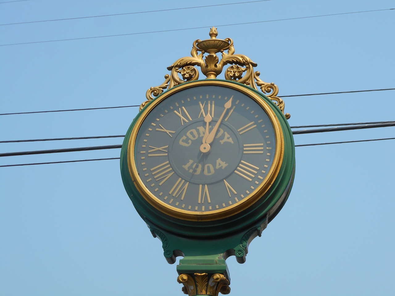 Miesto Laikrodis, Žalias Laikrodis, 1904, Auksas Ir Žalia, Laikrodis, Nemokamos Nuotraukos,  Nemokama Licenzija
