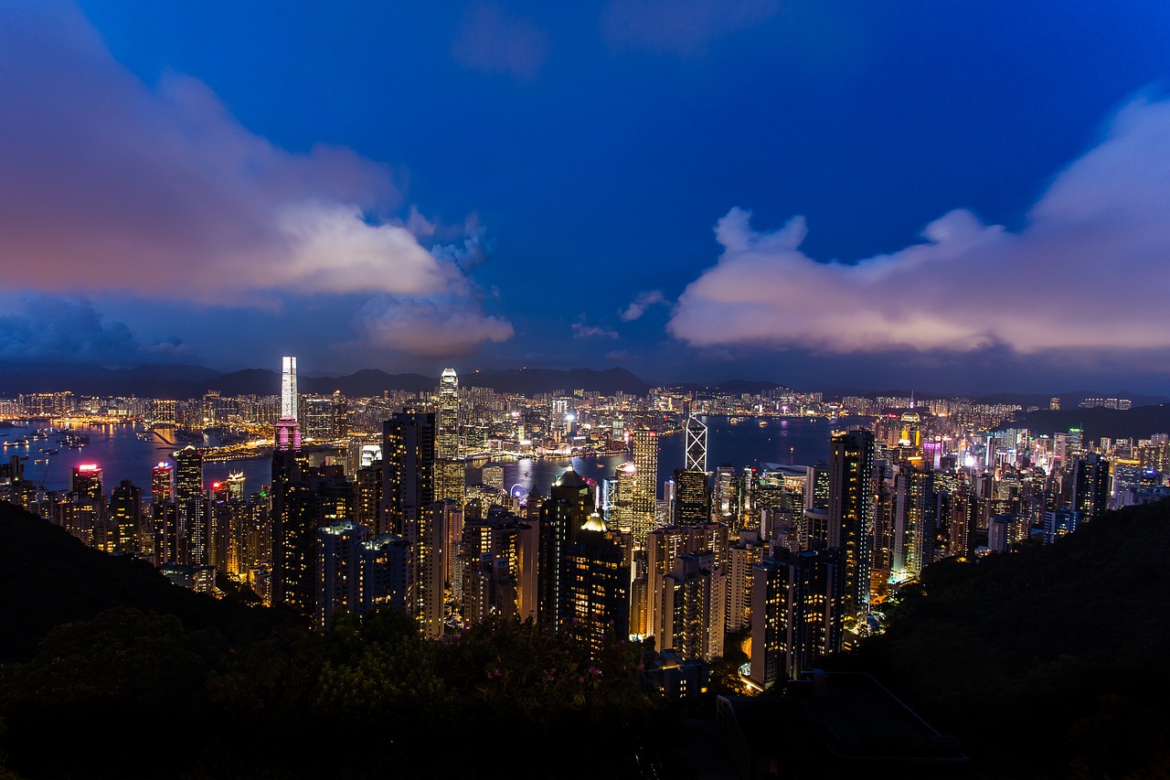 Honkongas, Miesto Panorama, Kinija, Naktis, Miesto Panorama, Miesto Scenos, Miesto Panorama, Miesto Panorama, Metropolis, Dangoraižis