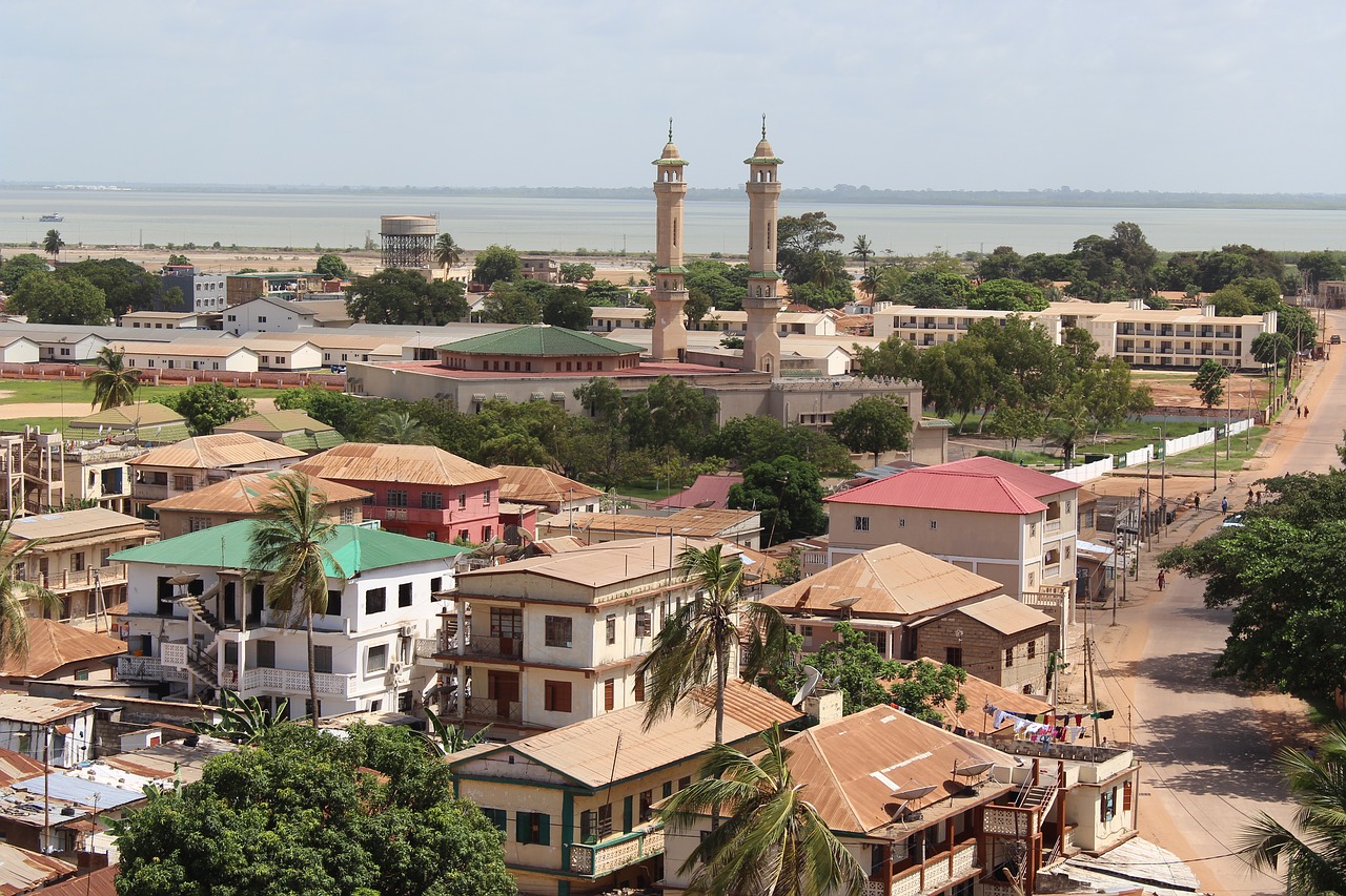 Miesto Panorama, Banjul, Afrika, Gambia, Kapitalas, Kraštovaizdis, Miestas, Vandenynas, Mečetė, Nemokamos Nuotraukos