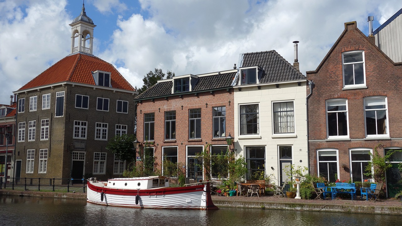 Miesto Panorama, Kanalas, Fasadai, Holland, Nyderlandai, Schiedam, Nemokamos Nuotraukos,  Nemokama Licenzija