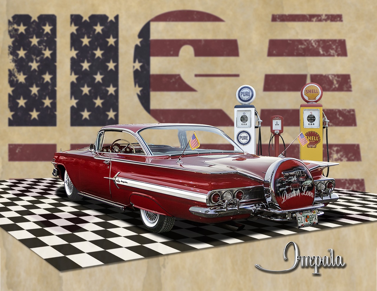 Klasikinis,  Dujų Siurbliai,  Chevrolet,  Chevy,  Hardtop,  Vintage,  Dešimtmečio,  1960,  Jav,  Impala