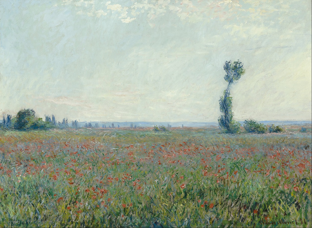 Claude Monet, Dažymas, Aliejus Ant Drobės, Meno, Gamta, Lauke, Dangus, Debesys, Kraštovaizdis, Aguonos