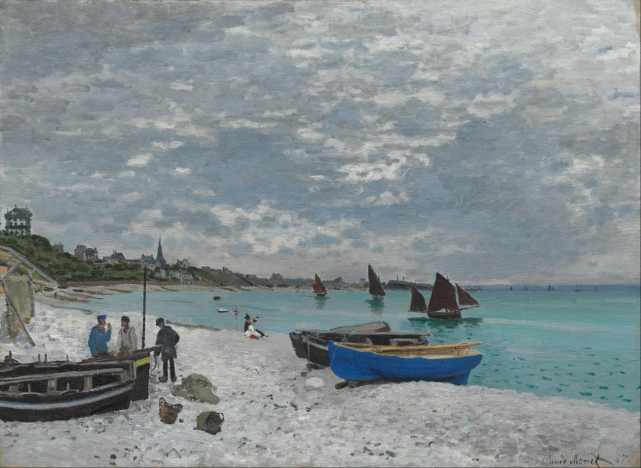 Claude Monet, Dangus, Debesys, Valtys, Laivai, Jūra, Vandenynas, Vanduo, Dažymas, Aliejus Ant Drobės