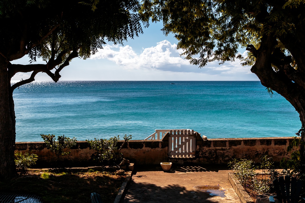 Clearwater Vila Vaizdas Į Vandenyną, Barbados, Atlanto Vandenynas, Paplūdimio Vartai, Paplūdimio Siena, Nemokamos Nuotraukos,  Nemokama Licenzija