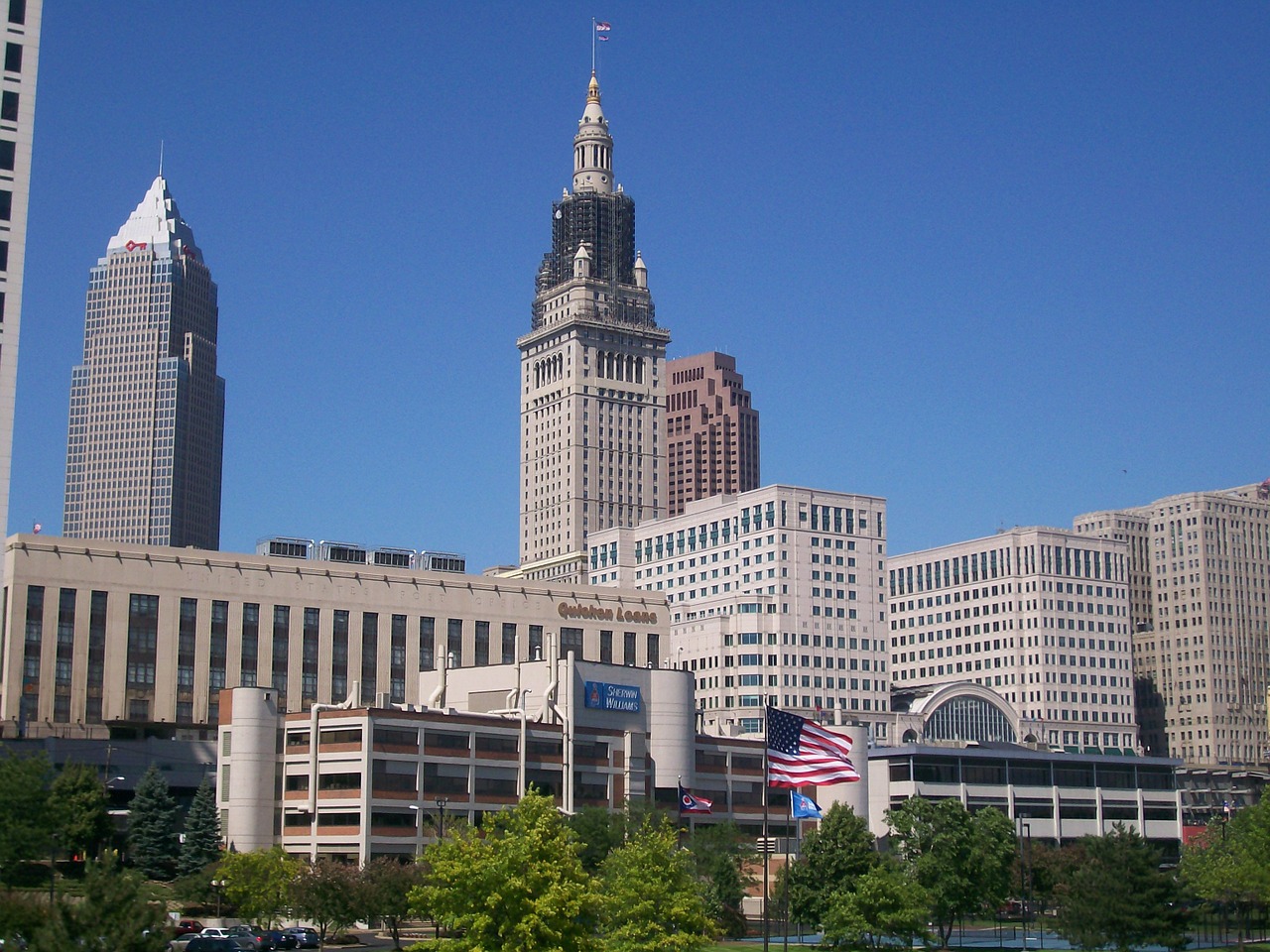Cleveland, Ohio, Architektūra, Panorama, Miestas, Miesto Panorama, Bokštas, Dangoraižis, Pastatas, Vaizdas