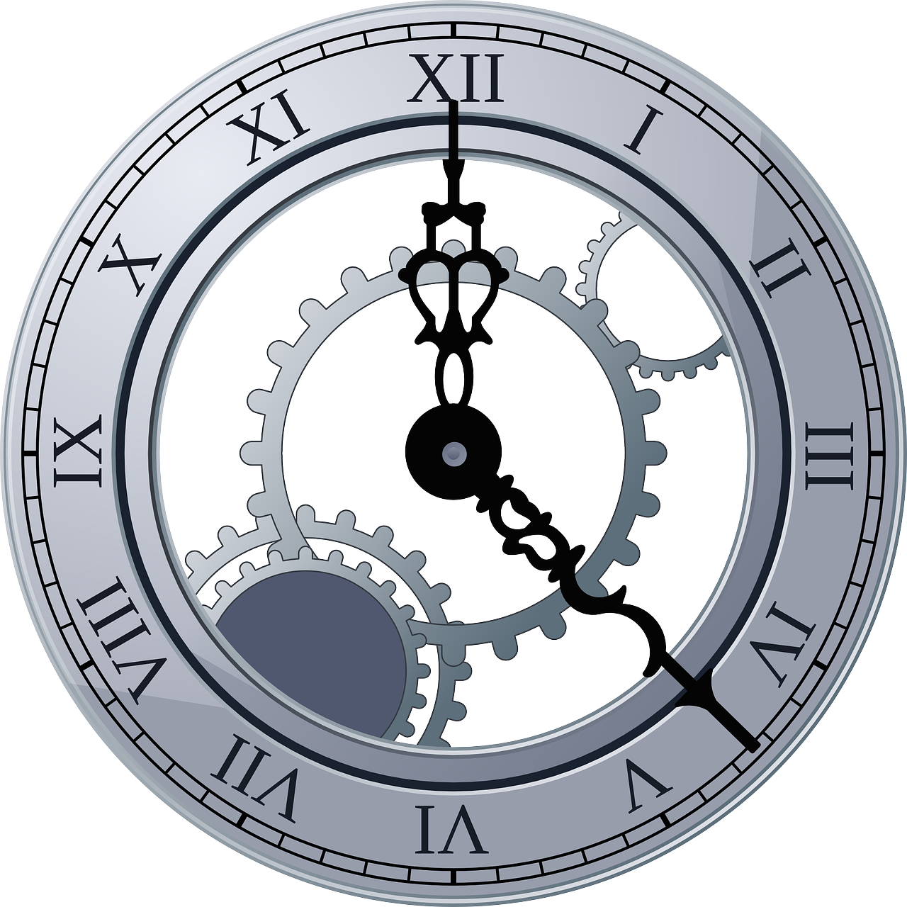 Laikrodis, Veidas, Numeriai, Romėniški Skaitmenys, Žiūrėti, Sidabras, Laikas, Senovės, Laikrodžio Mechanizmo Mechanizmas, Vilkikai