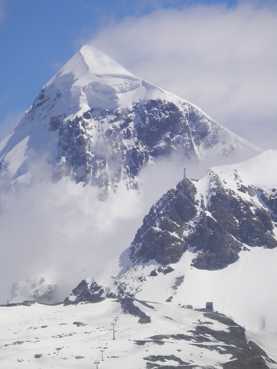 Uždaryti, A, Mont Blanc, Kalnas, Sniegas, Žygiai, Sci, Ekstremalios, Aukštas, Asmuo