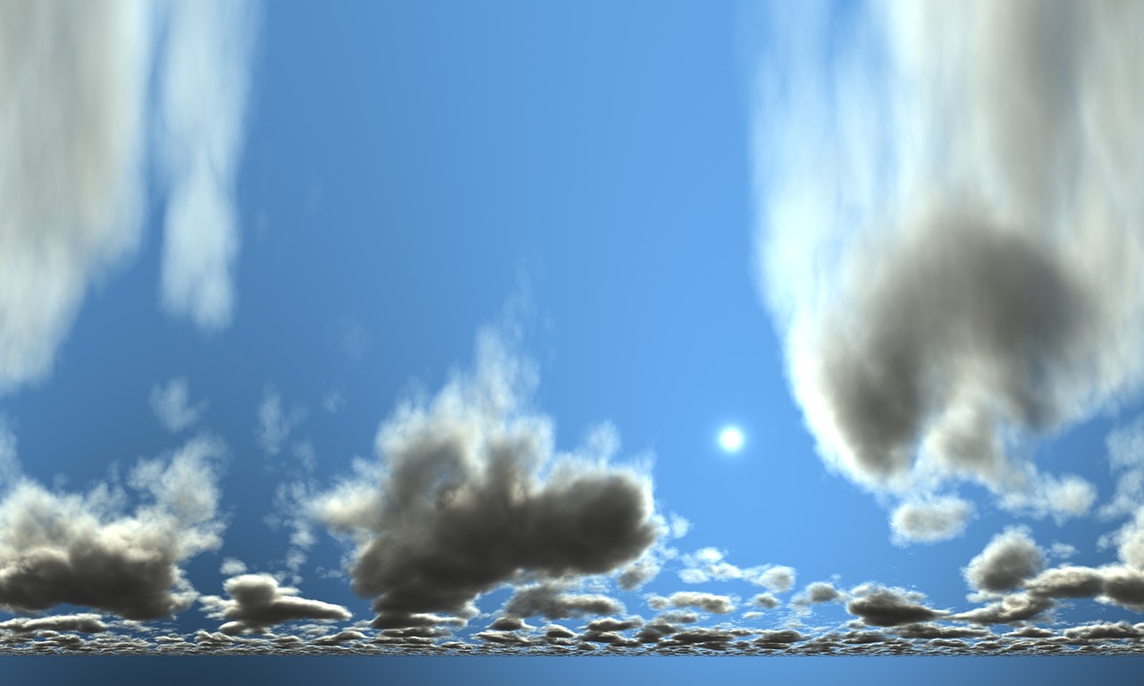 Debesys, 360 ° Panorama, Dangus, 3D Paraiška, Po Apdorojimo, Fonas, Fono Paveikslėlis, Mėlynas, Saulė, Po Apdorojimo