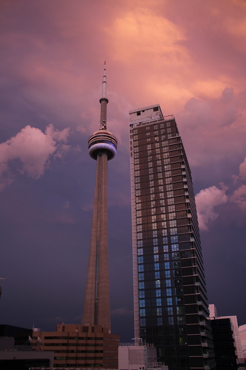 Cn Bokštas Toronto, Rožinis Dangus, Toronto Centras, Nemokamos Nuotraukos,  Nemokama Licenzija