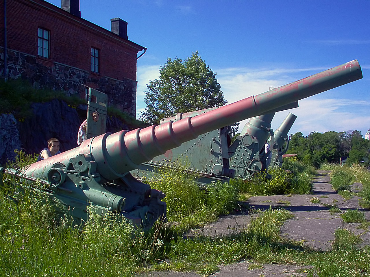 Pakrančių Ginklai, Ginklai, Senas, Vaikai, Saulėtas, Dangus, Mėlynas, Suomenlinna, Helsinki, Suomių