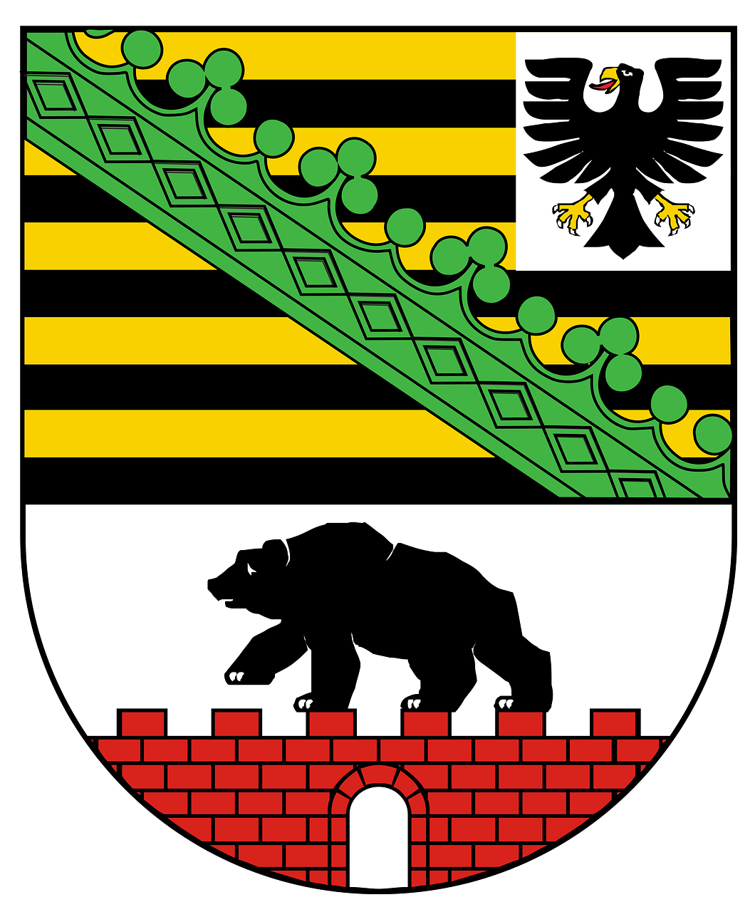 Herbas, Saksonija-Anhaltas, Vokietija, Simbolis, Vėliava, Turėti, Erelis, Pilis, Emblema, Antspaudas