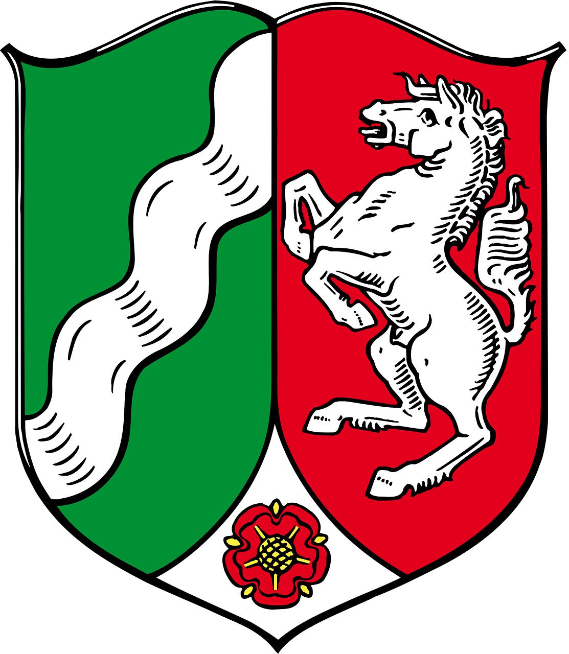 Herbas, Šiaurės Reinas-Vestfalija, Vokiečių, Valstybė, Heraldika, Apkaustai, Emblema, Simbolis, Žalias, Balta