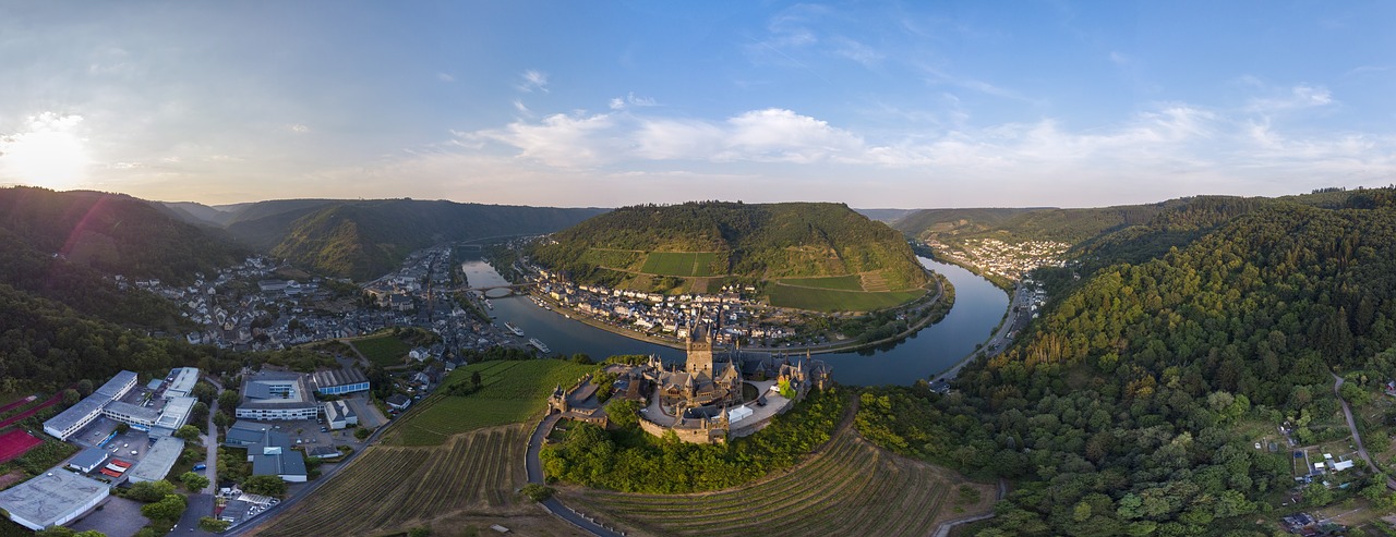 Cochem,  Panorama,  Mosel,  Pilis,  Imperial Pilis,  Vokietija,  Kaimas,  Lankytinos Vietos,  Panoraminis Vaizdas,  Vasara