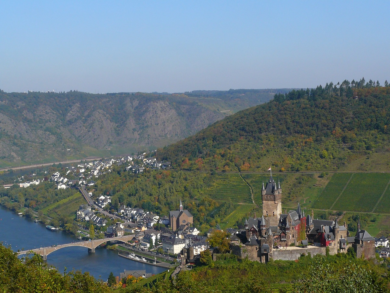 Cochem, Mosel, Sachsen, Pilis, Reichsburgo Kokemas, Aukštis Burg, Imperijos Pilis, Pastatas, Viduramžiai, Bokštas