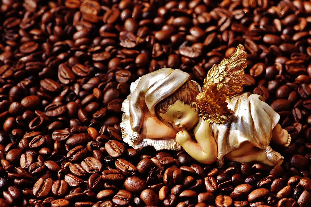 Kava, Naudos Iš, Dangaus, Mažas Angelas, Kavos Pupelės, Angelas, Mielas, Gerti Kavą, Mėgautis, Nemokamos Nuotraukos