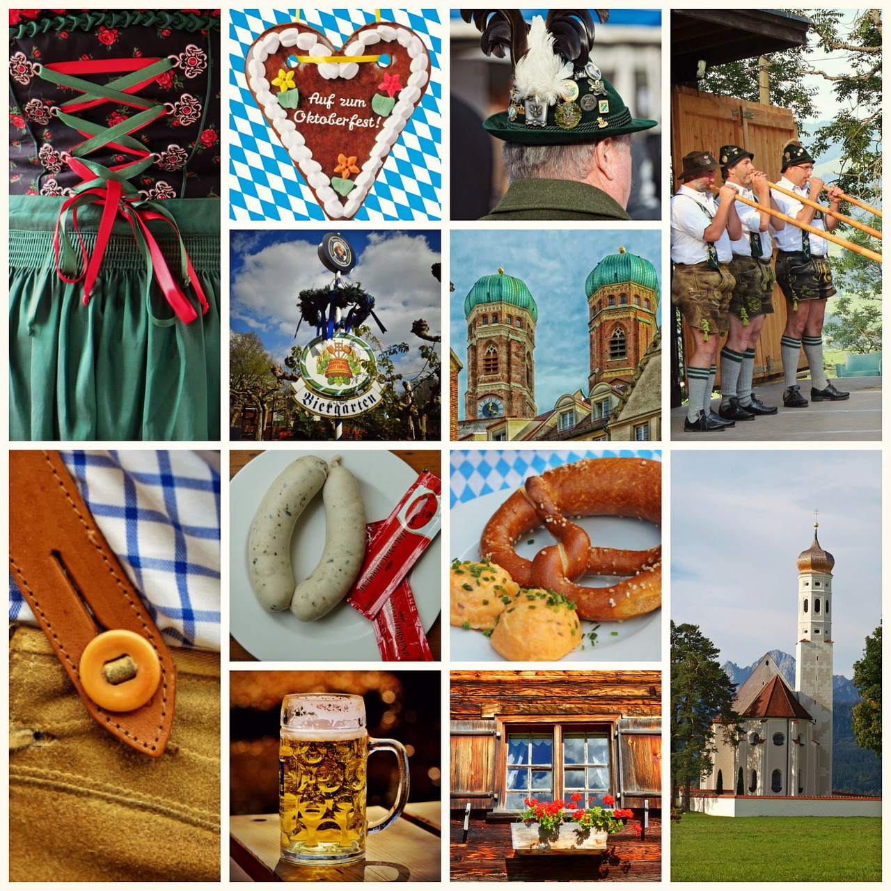 Koliažas, Bavarija, Oktoberfest, Munich, Bavarian, Kostiumas, Tradicija, Vokietija, Liaudies Šventė, Odinės Kelnės