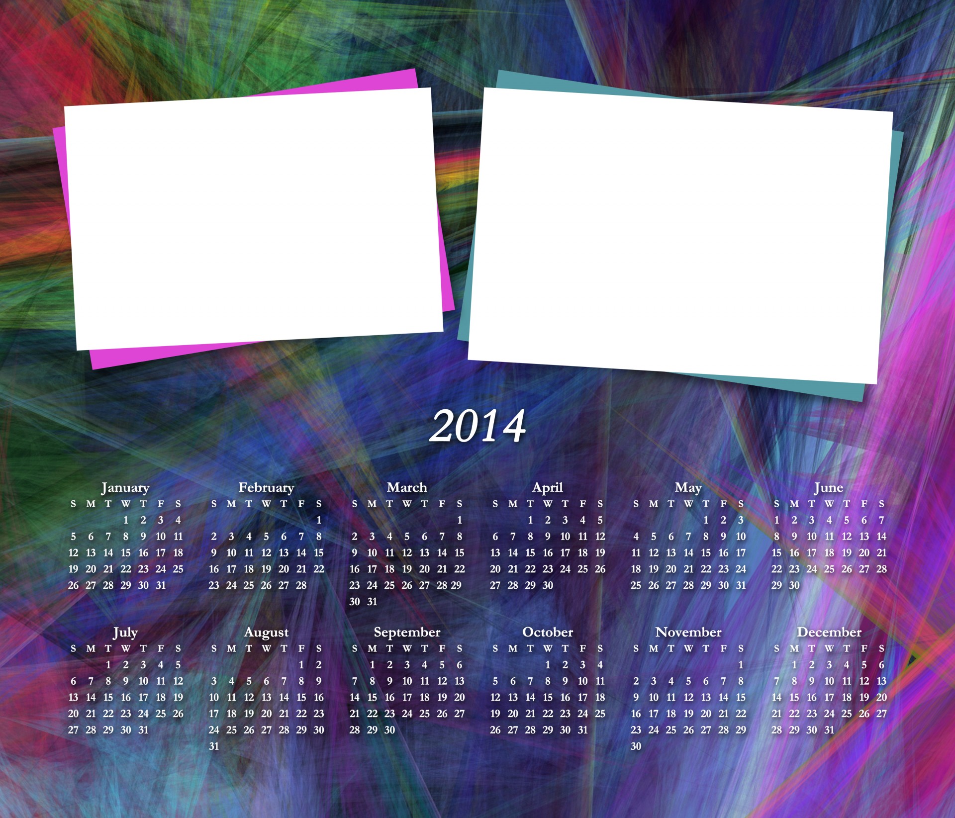 Kalendorius,  2014,  Spalvinga,  Grafika,  Abstraktus,  6X2,  6 & Nbsp,  X & Nbsp,  2,  Metai