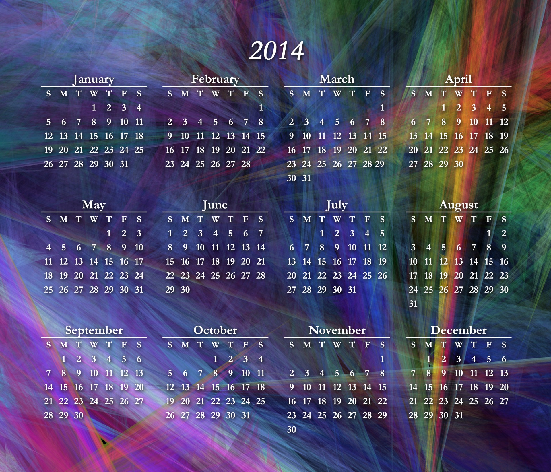 Kalendorius,  2014,  Spalvinga,  Grafika,  Abstraktus,  4X3,  4 & Nbsp,  X & Nbsp,  3,  Metai