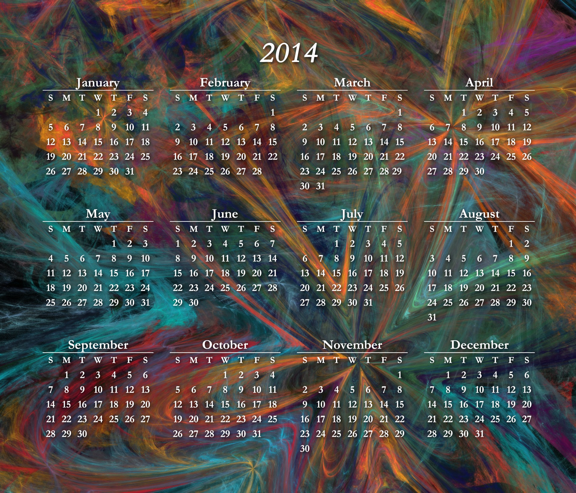 Kalendorius,  2014,  Spalvinga,  Retro,  Gėlė,  Retro & Nbsp,  Gėlė,  4 & Nbsp,  X & Nbsp,  3