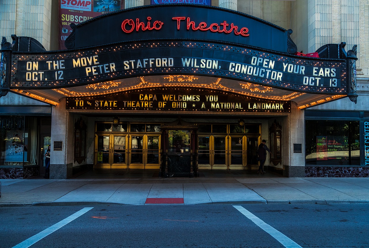 Kolumbas, Ohio, Ohio Teatras, Teatras, Aitvaras, Priekinis, Įėjimas, Centro, Miestas, Miesto